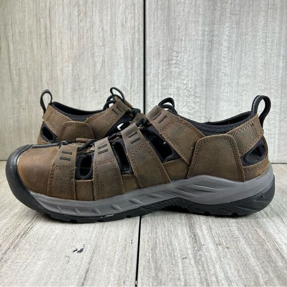 KEEN Utility Atlanta II Brown Leather Steel Toe Sandal Shoe Mens Size 9 EE Wide - Picture 4 of 10